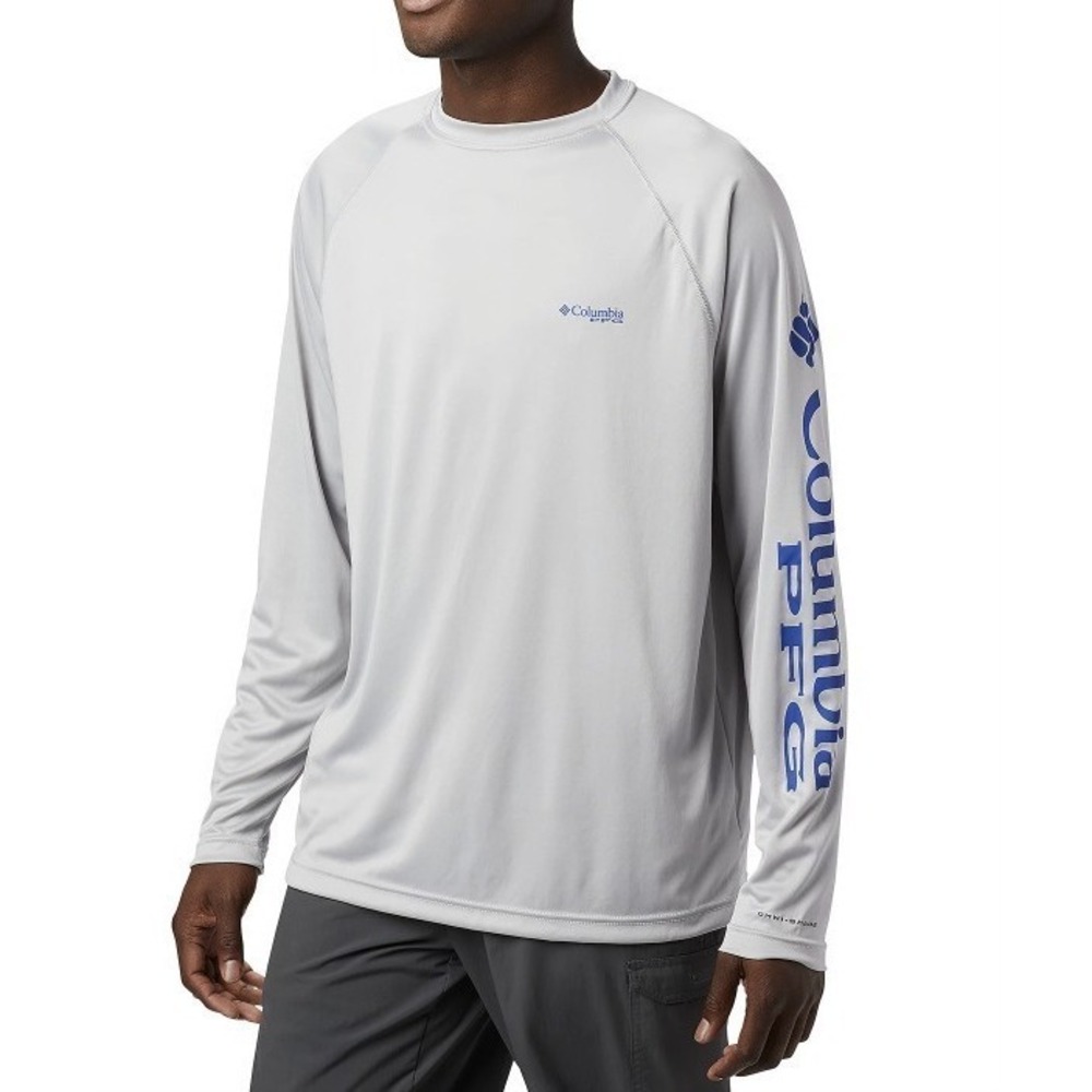 Columbia Men's PFG Terminal Tackle LS Shirt Sun Shirt Small Silver Gray‎